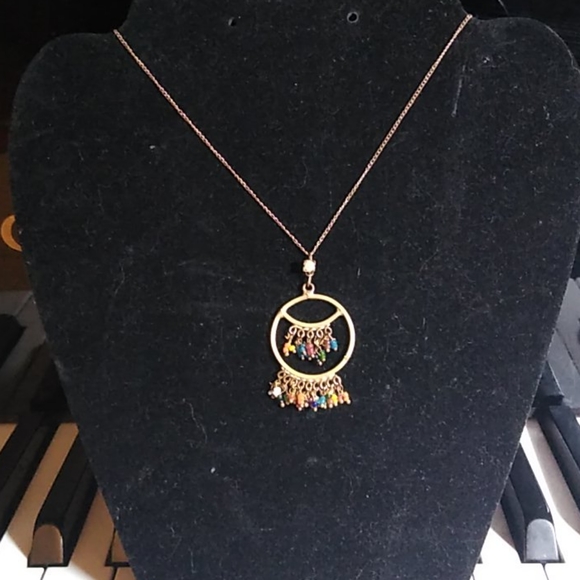 Vintage fringe colorful beaded necklace - Picture 2 of 6